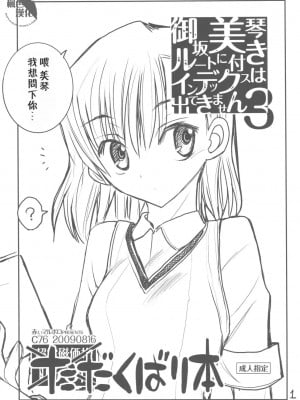 [枫色汉化组] (C76) [赤いマルボロ (赤Marl)] 御坂美琴ルートに付きインデックスは出てきません3 ただくばり本 (とある科学の超電磁砲)