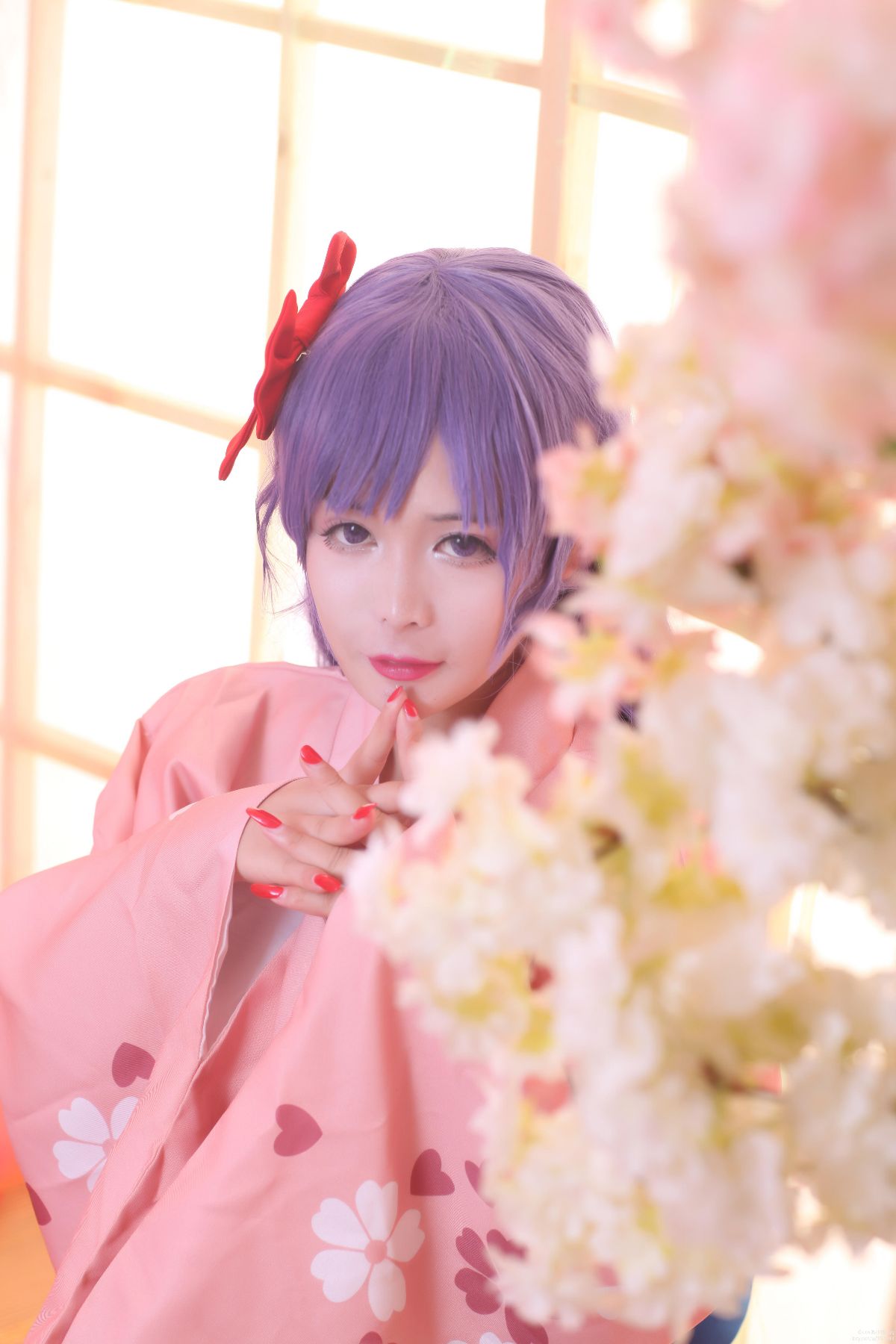 间桐樱樱花色浴衣和服 C O S (9)