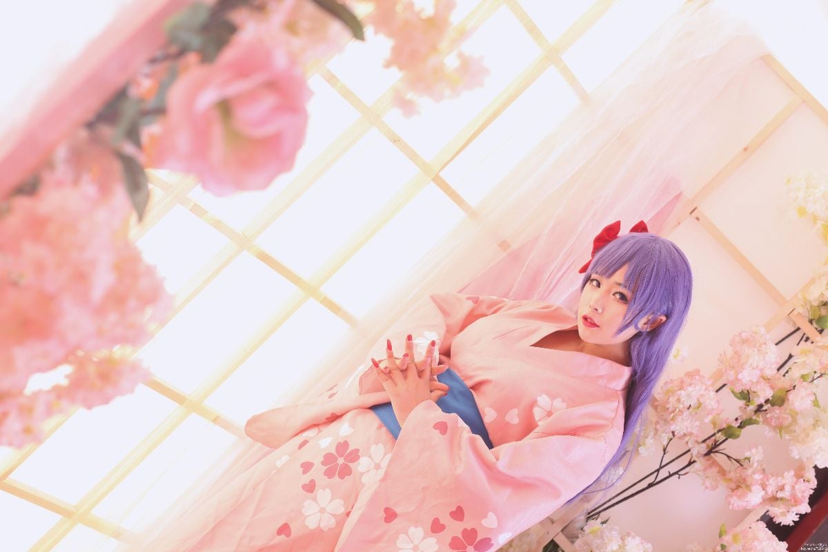 间桐樱樱花色浴衣和服 C O S (6)