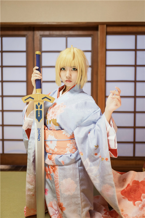 saber 同人手办和服cosplay (2)