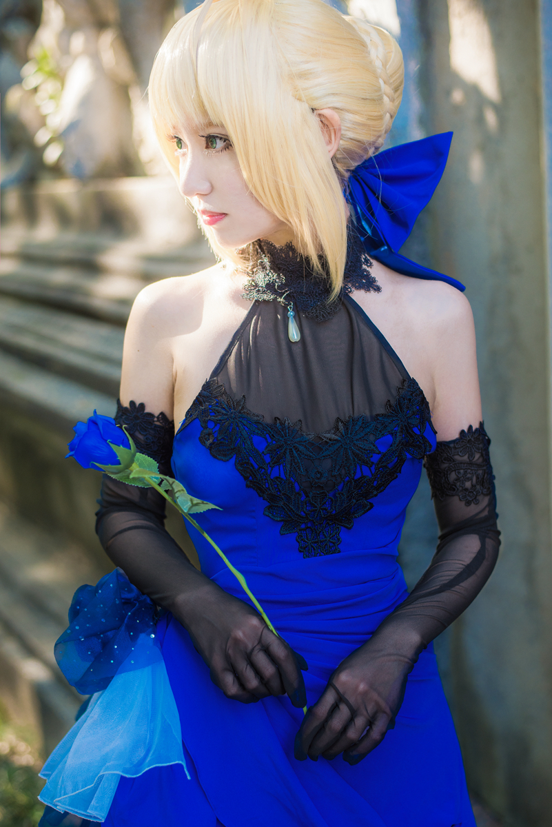 FateExtella Saber 蓝礼服 cos (6)