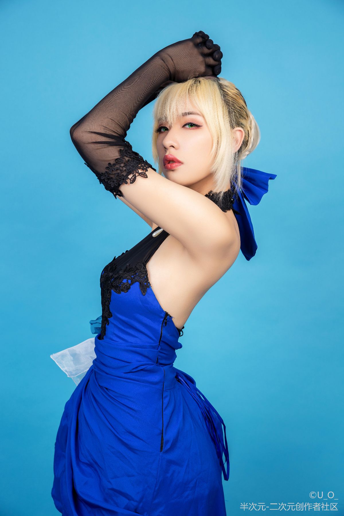 saber蓝礼服cos (5)