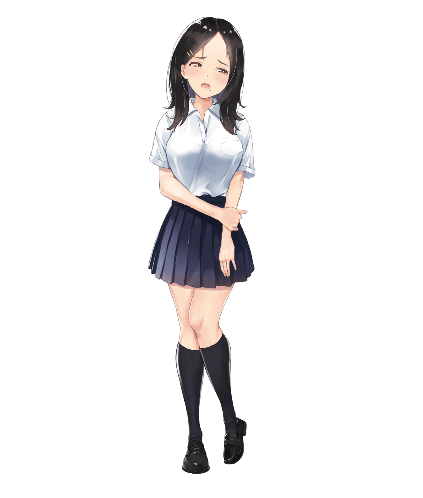 NoTxtヒロイン立ち絵(制服_恥ずかしい)